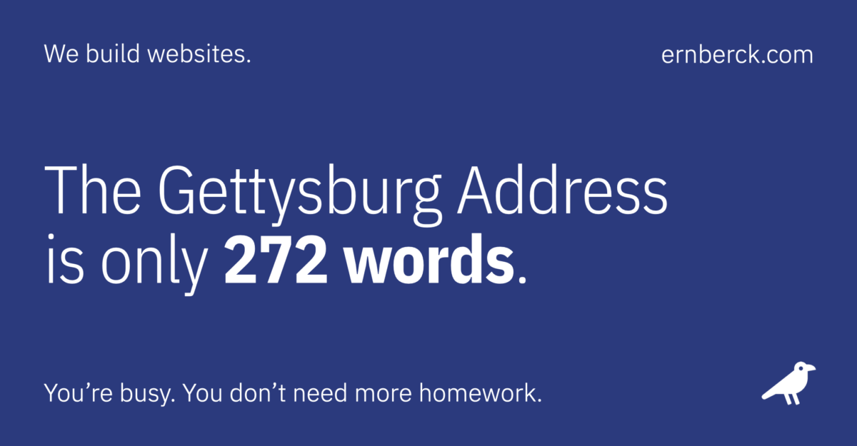 post the gettysburg address is only 272 words
